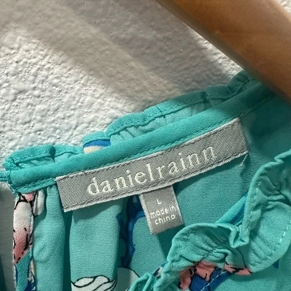 Daniel Rainn Teal Floral Blouse - Picture 2 of 5